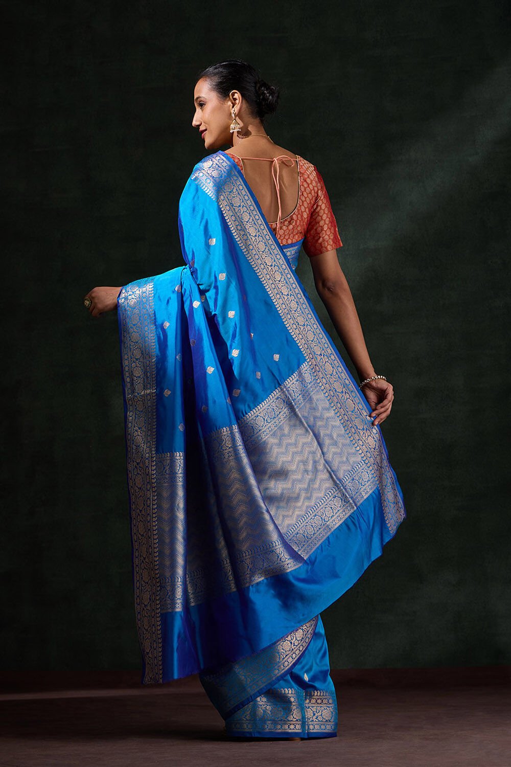 Dark Blue Silk Viscose Kadwa Saree image number null