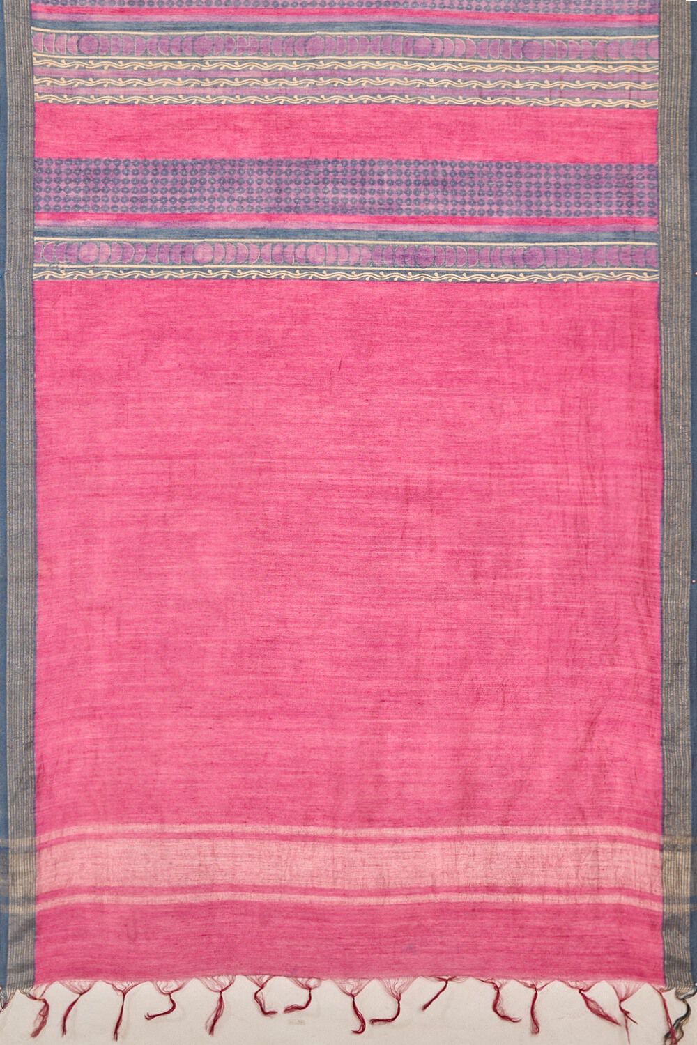 Purple Block Printed Silk Muga Dupatta image number null