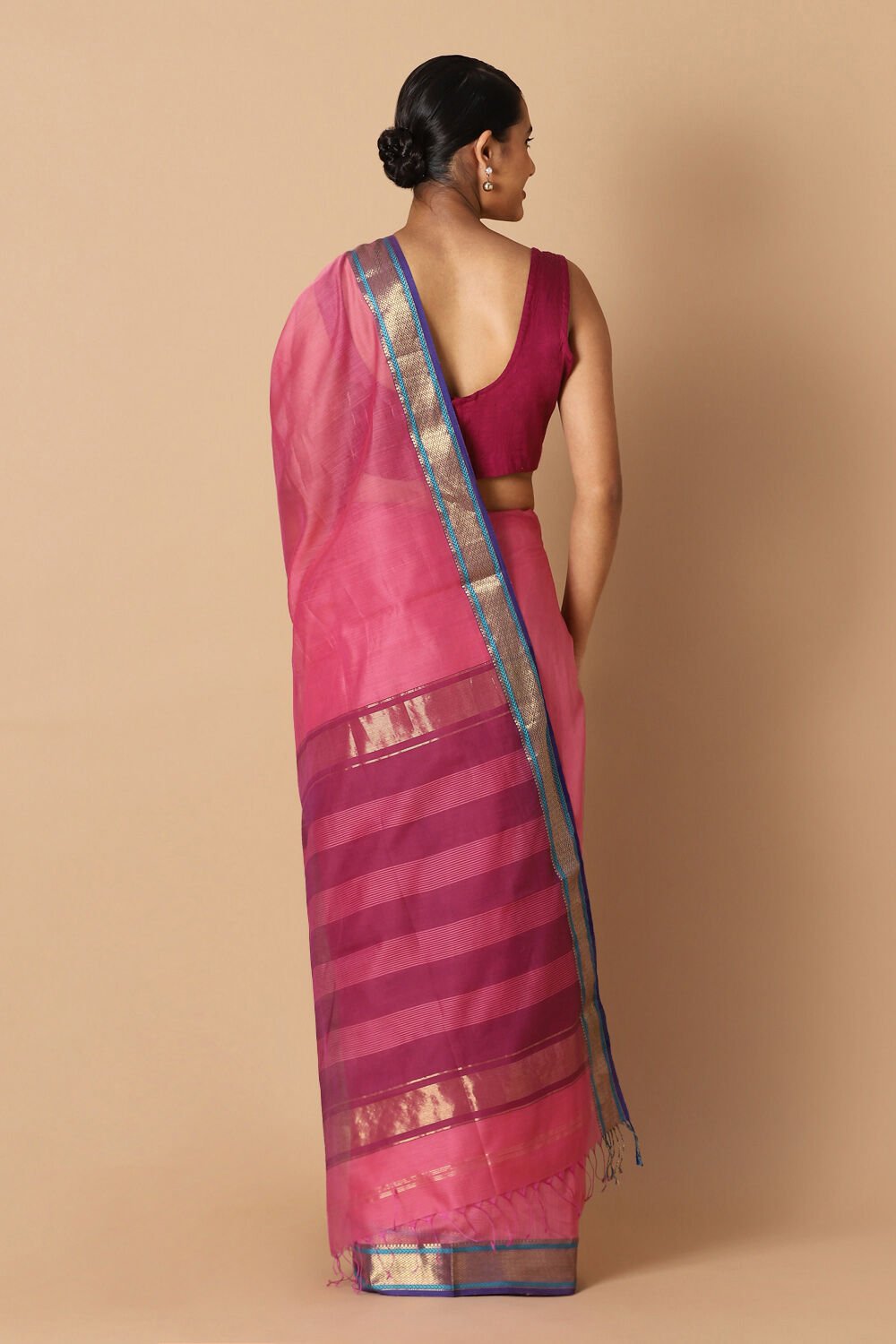 Light Pink Pure Silk Cotton Maheswari Saree image number null