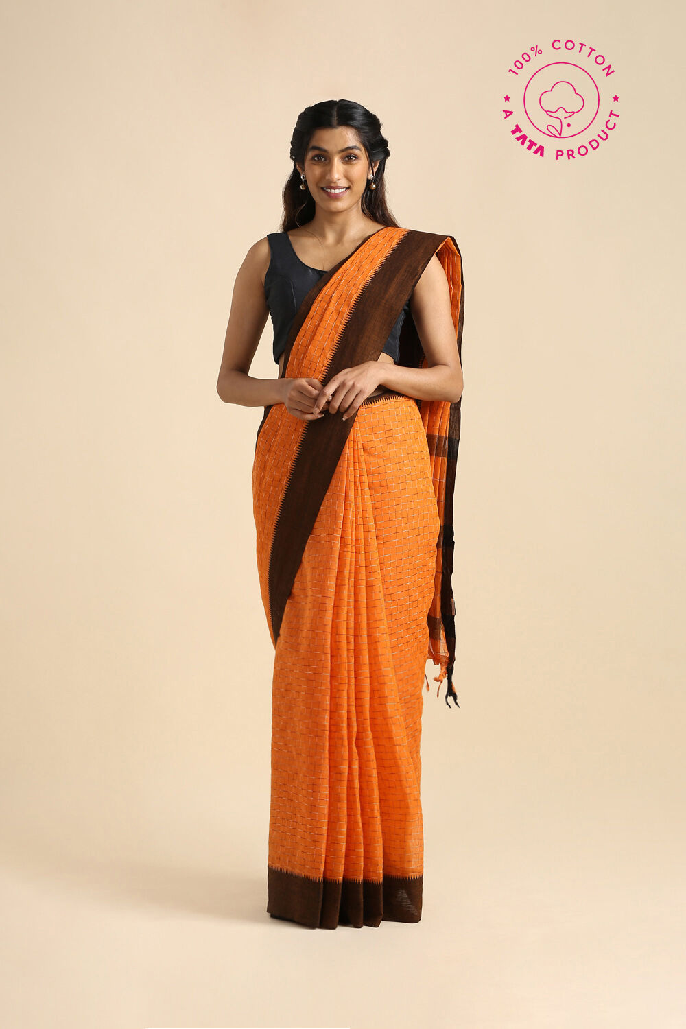 Orange Pure Cotton Naranyanpet Saree image number null