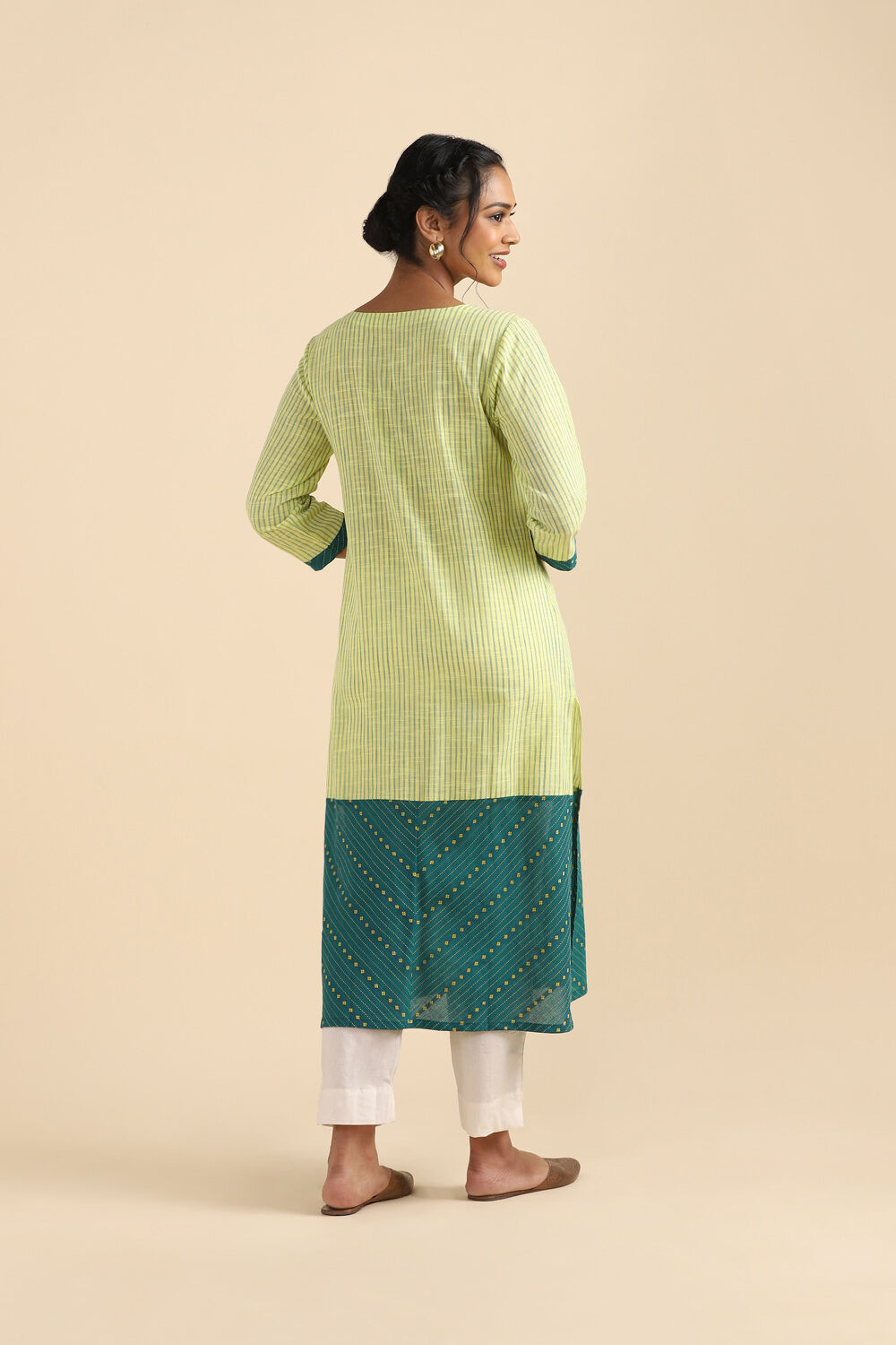 Light Yellow Cotton Woven Kurta image number null