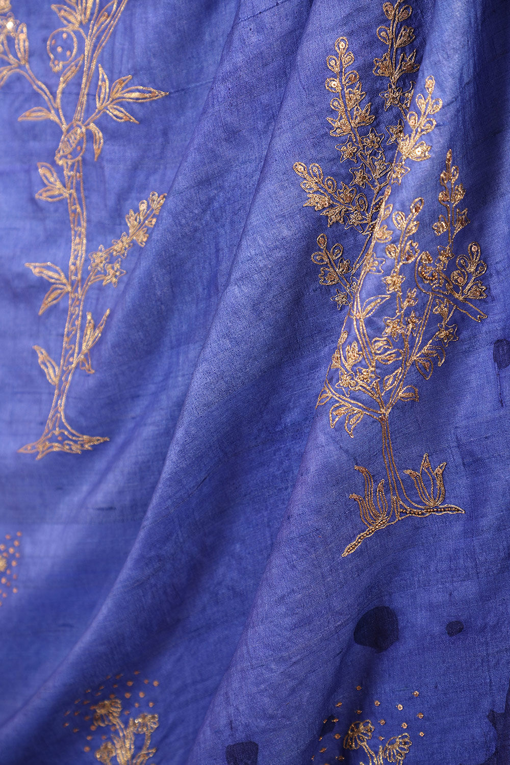 Blue Hand Painted Pure Tussar Silk Saree image number null