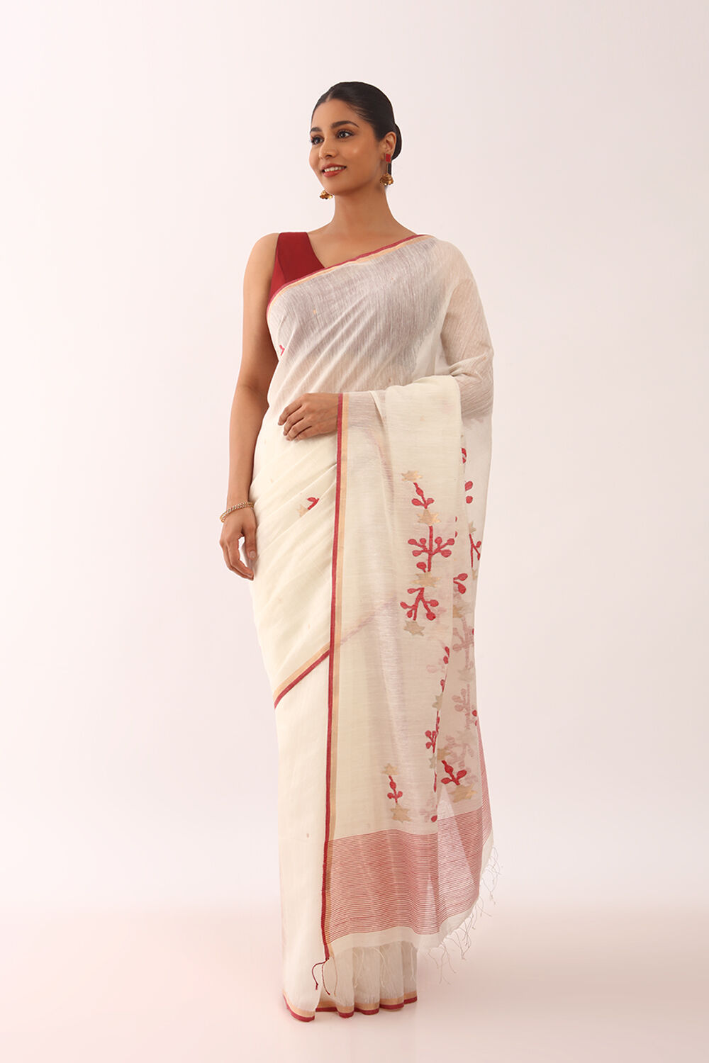 Jamdani khadi silk saree on sale