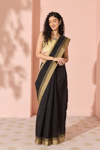 Black Woven Pure Silk Cotton Chanderi Saree thumbnail image number null