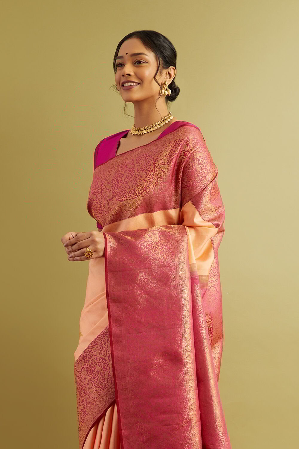 Orange Woven Pure Silk Kanjivaram Saree image number null