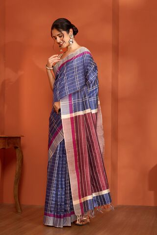 Blue Bhagalpur Woven Pure Tussar Silk Saree thumbnail image number null
