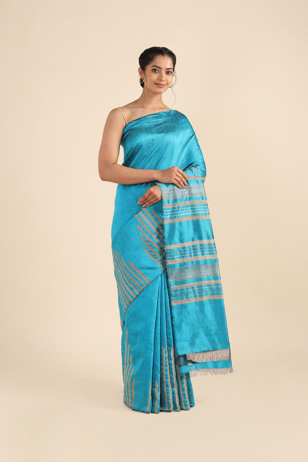 Light Blue Pure Silk Woven Saree image number null