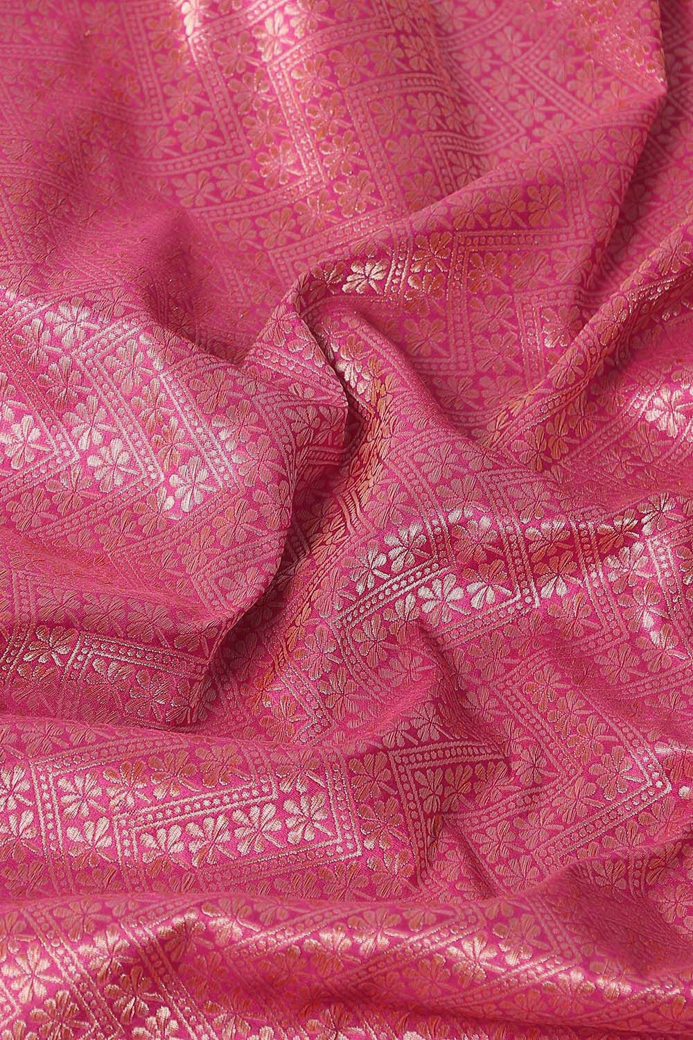 Dark Pink Pure Silk Banarasi Brocade Saree image number null