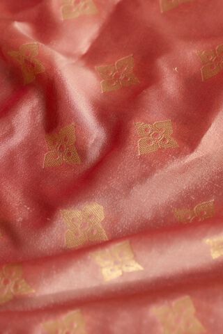 Light Red Silk Viscose Cutwork Banaras Inspired Design Saree thumbnail image number null