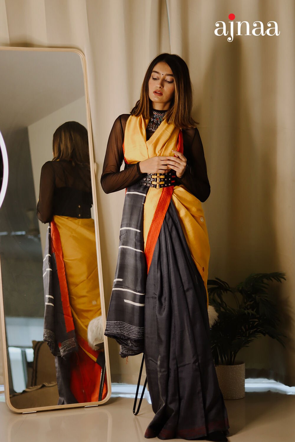 Yellow Pure Silk Hand Saree image number null