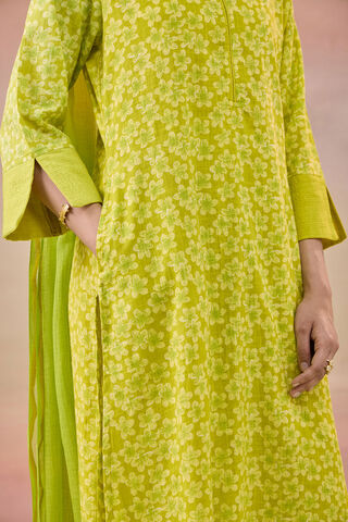 Light Green Screen Printed Pure Cotton Kurta Set thumbnail image number null