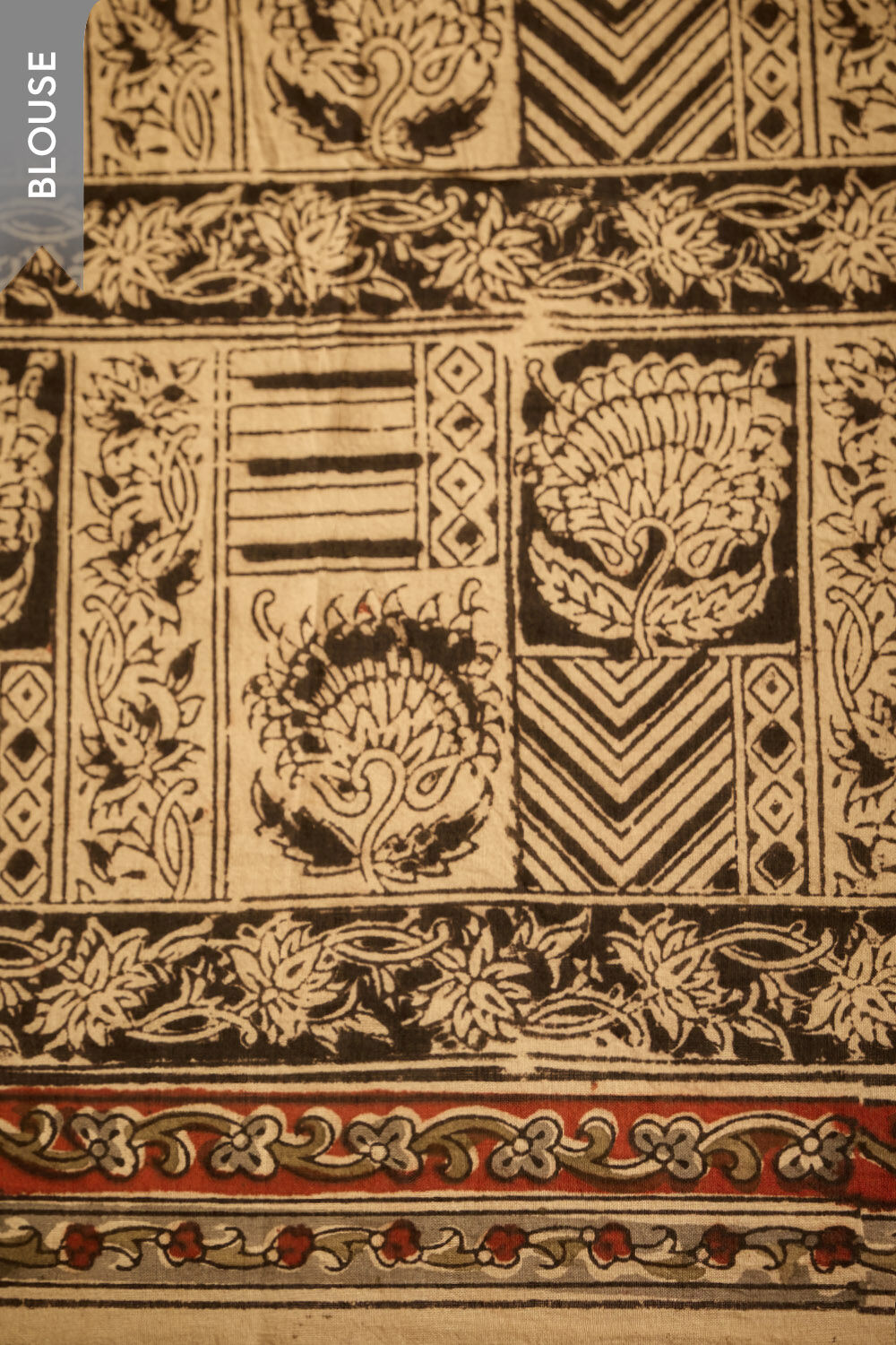 Beige Printed Kalamkari Machilipatnam Pure Cotton Saree image number null