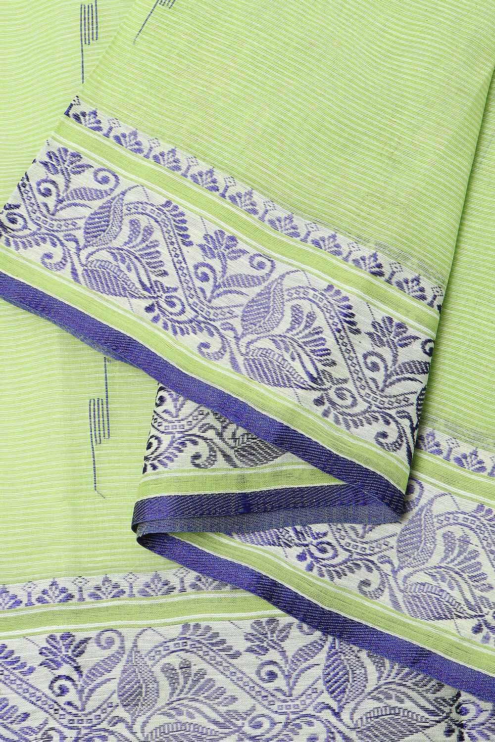 Light Pure Green Cotton Bengal Saree image number null
