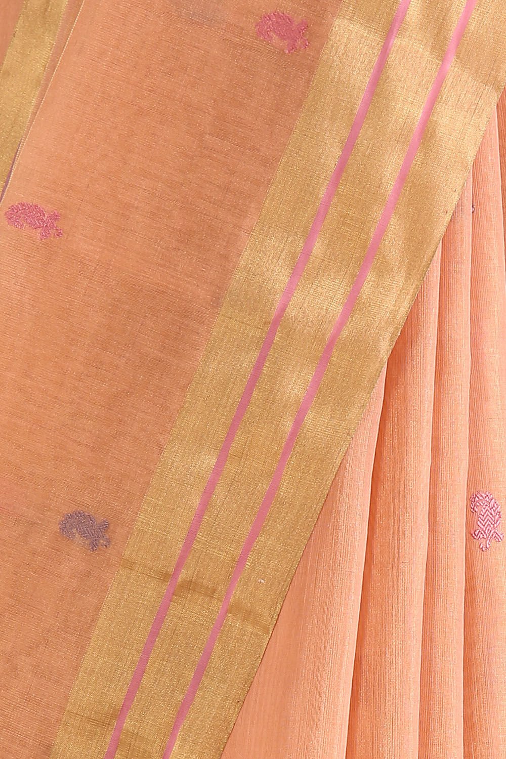 Light Pink Pure Cotton Tissue Chanderi Saree image number null