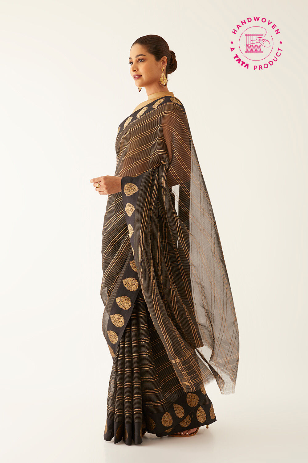 Black Pure Organza Banarasi Saree image number null