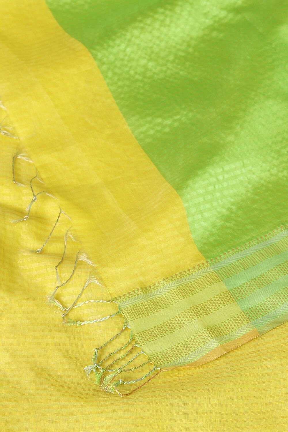 Yellow Pure Tissue Silk Maheswari Saree image number null