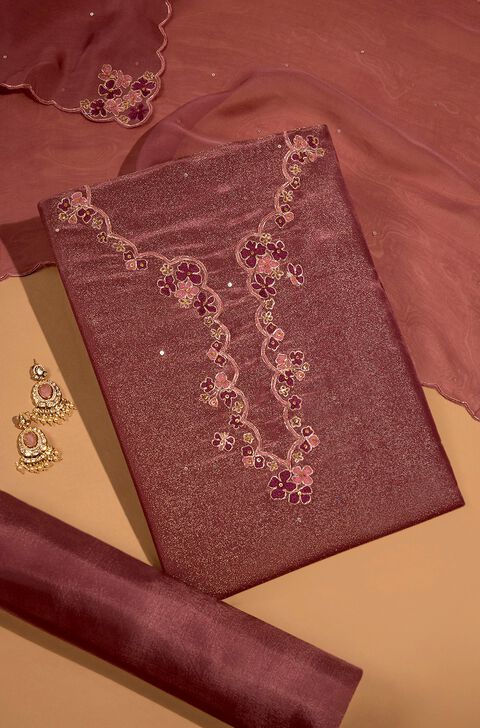 Purple Viscose Tissue Embroidered Unstitched Suit Set