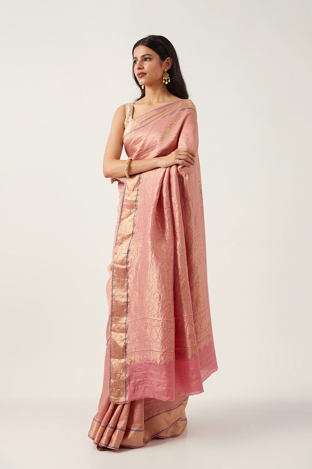 Pink Pure Crepe Woven Saree image number null