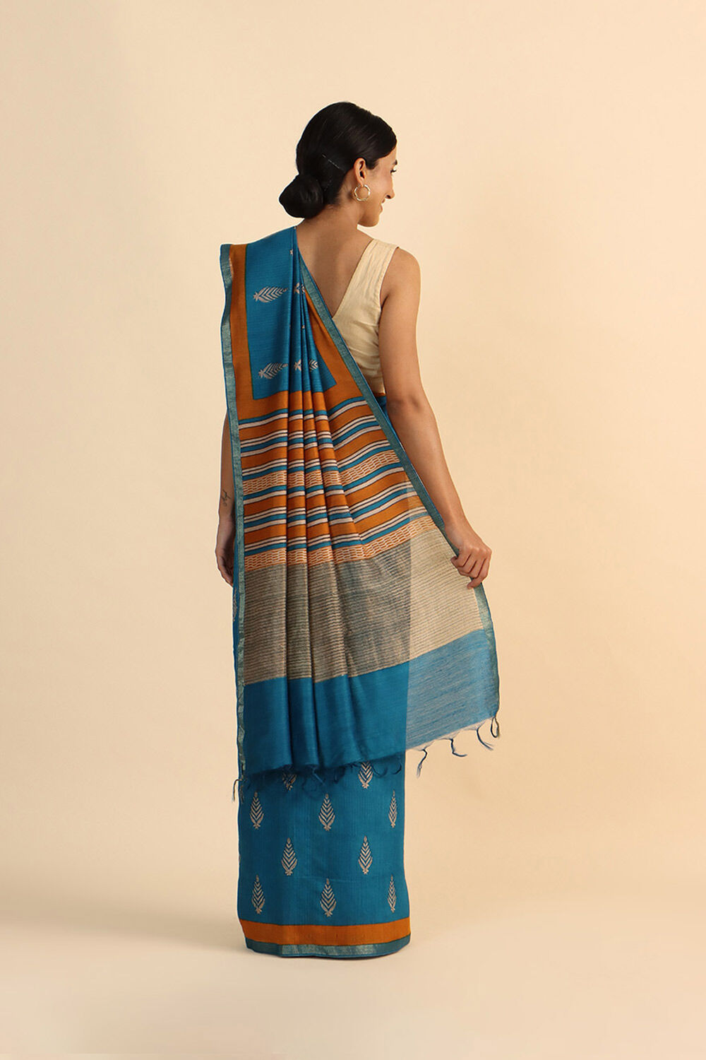 Blue Pure Tussar Vanya Printed Saree image number null
