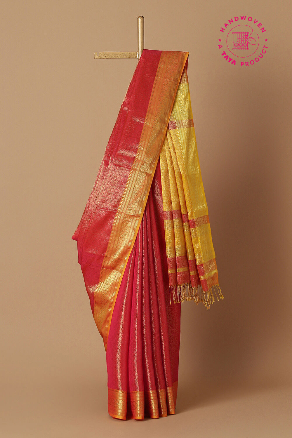 Pink Pure Silk Cotton Maheswari Saree image number null