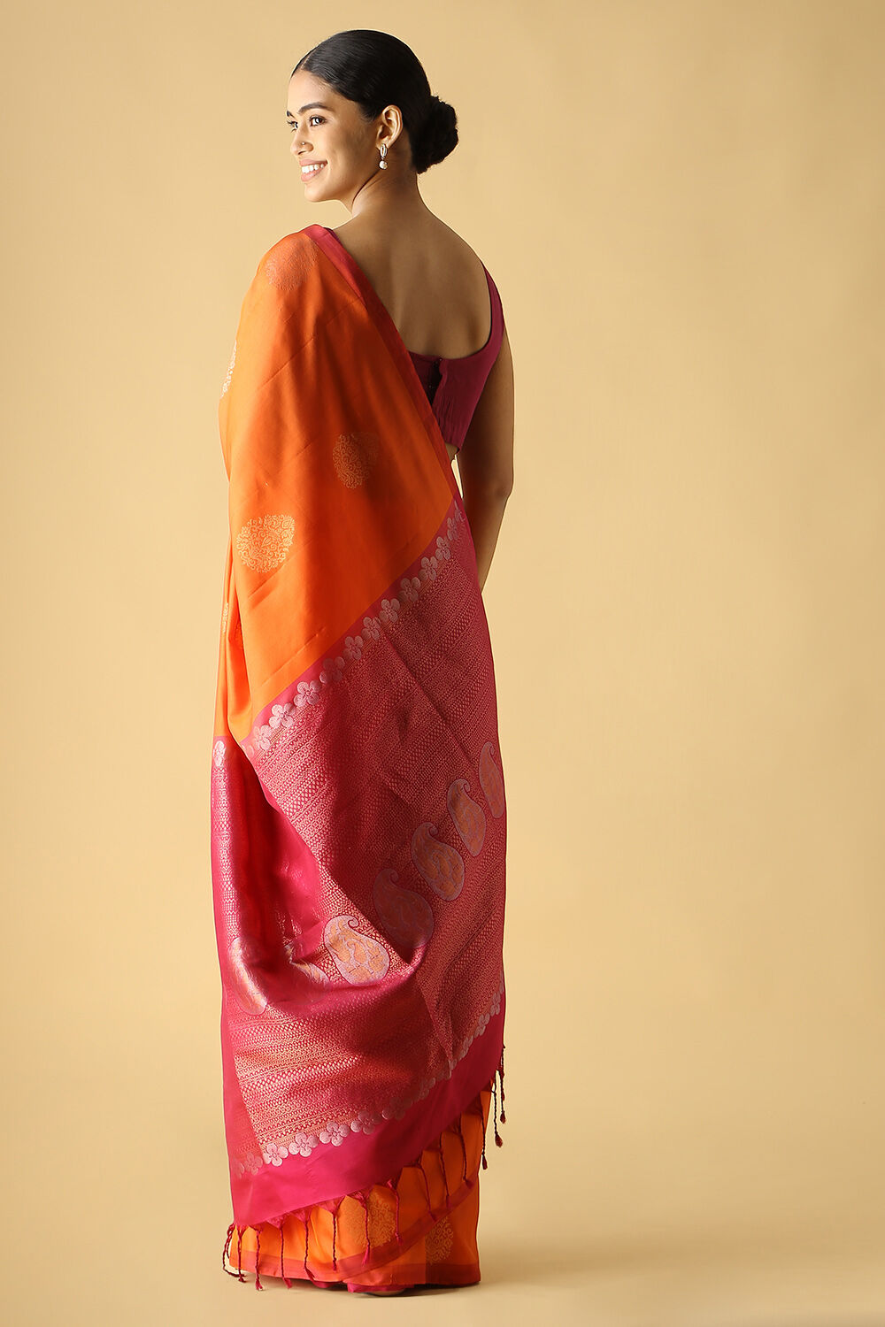 Orange Pure Silk South Saree image number null
