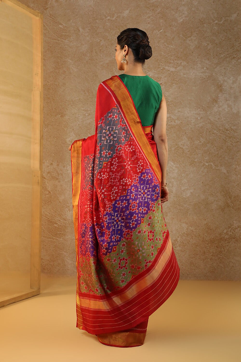 Red Rajkot Pure Silk Ikat Patola Saree image number null