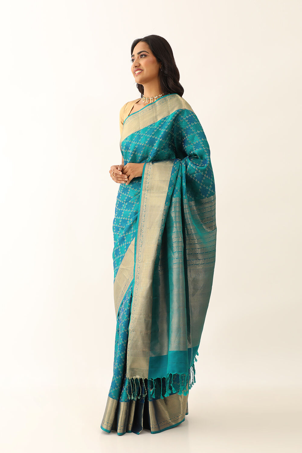 Blue Pure Silk Woven South Saree image number null