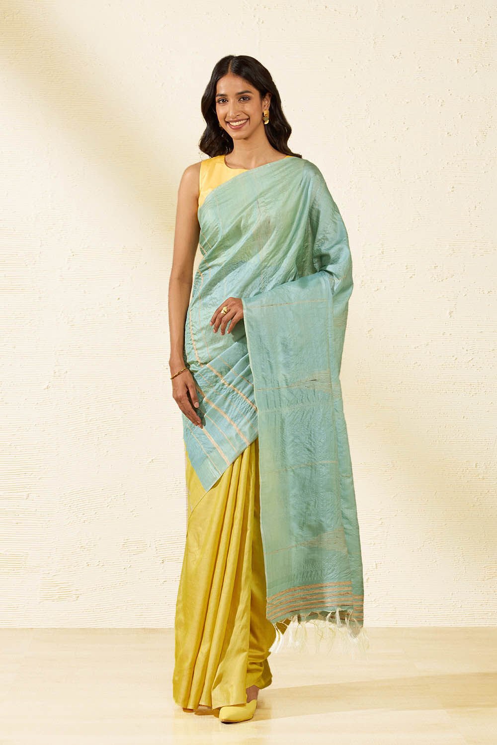 Yellow Chattisgarh Woven Pure Tussar Silk Saree image number null