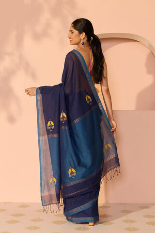 Dark Blue Bengal Pure Cotton Embroidery Saree thumbnail image number null
