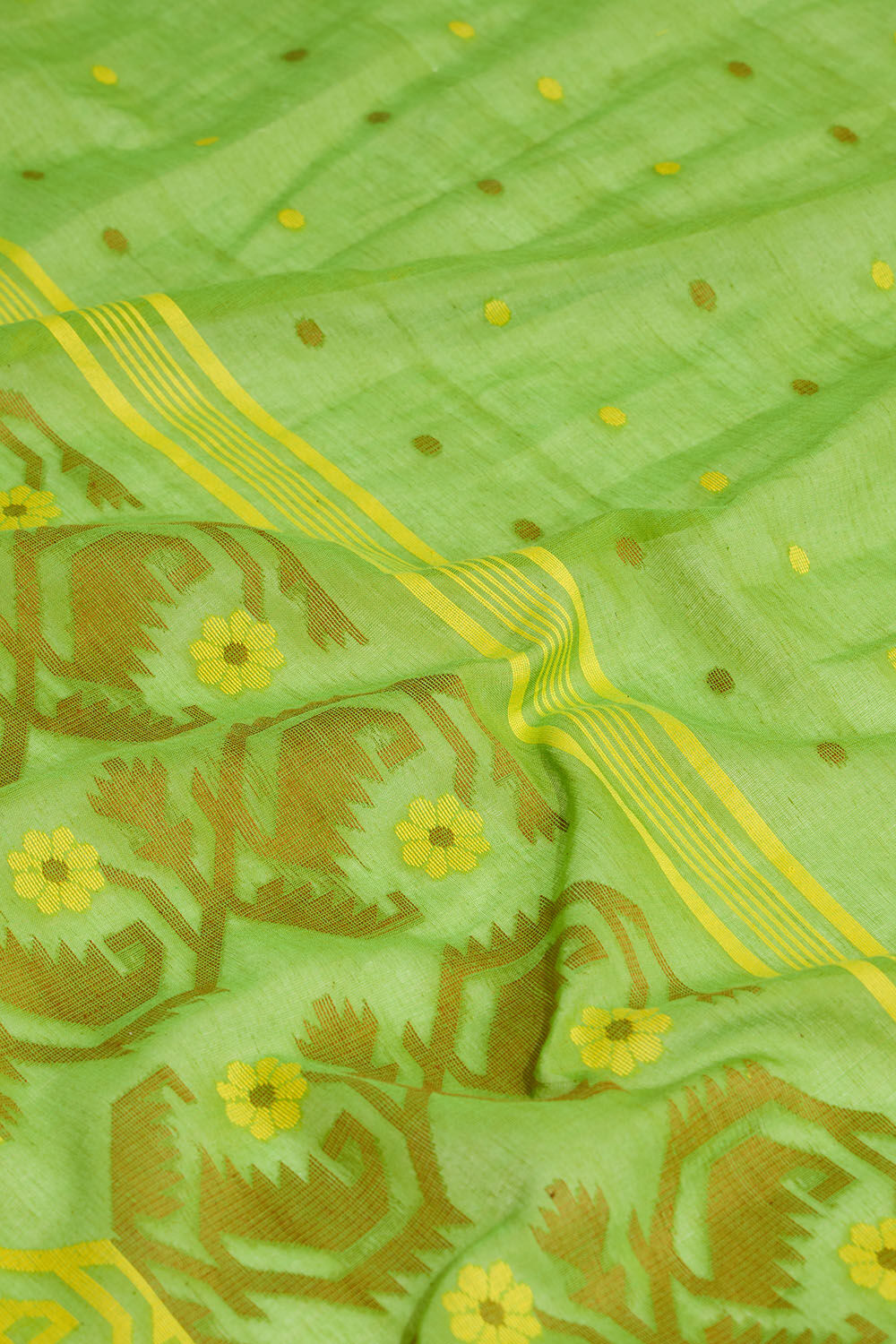 Green Cutwork Pure Cotton Bengal Saree image number null