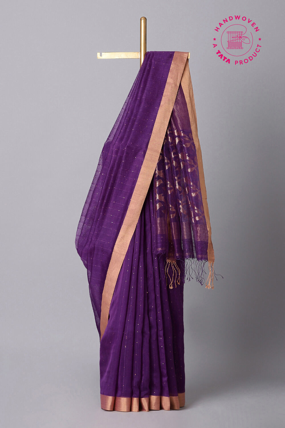 Violet Pure Silk Cotton Jamdani Saree image number null