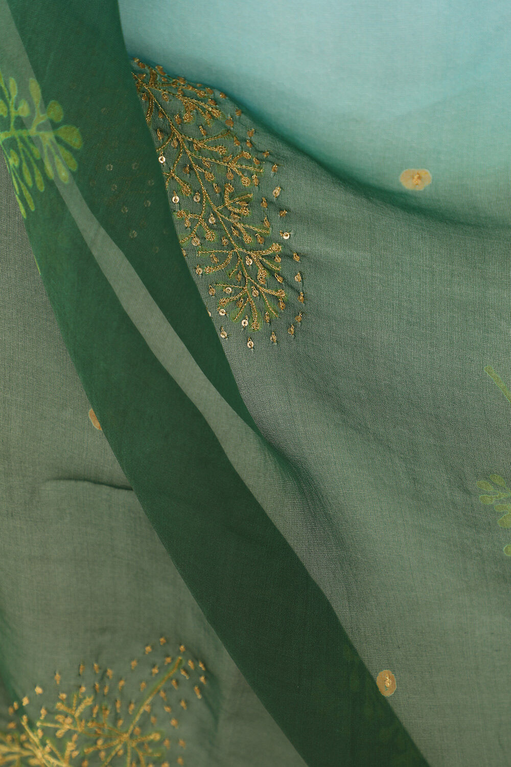 Blue Pure Silk Organza Hand Painted Saree image number null