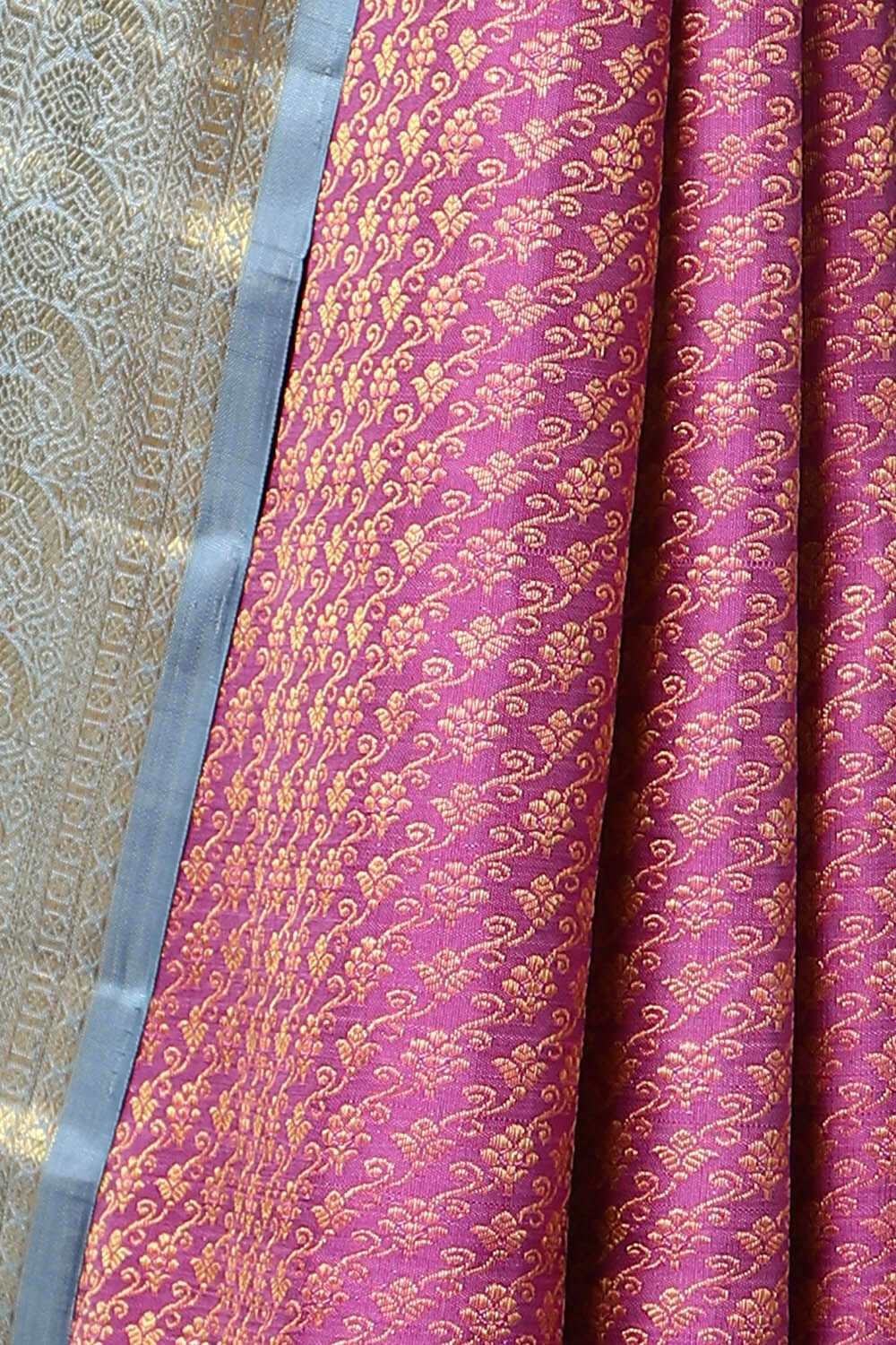 Dark Pink Pure Silk Kanjivaram Saree image number null