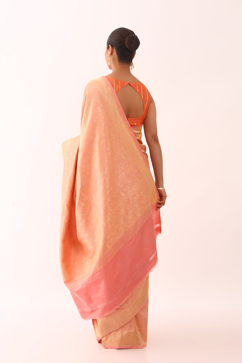 Peach - Brocade Handloom Pure Silk Banarasi Stole 11