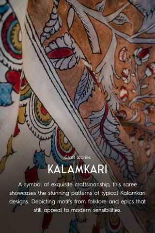 Beige Printed Kalamkari Pure Cotton Ethnic Skirt thumbnail image number null
