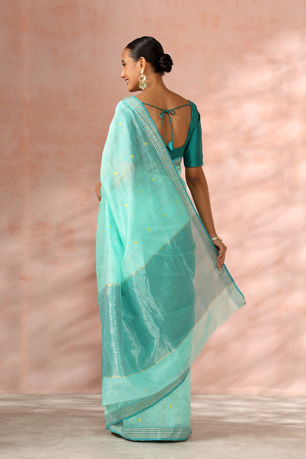 Light Green Woven Pure Silk Cotton Chanderi Saree image number null