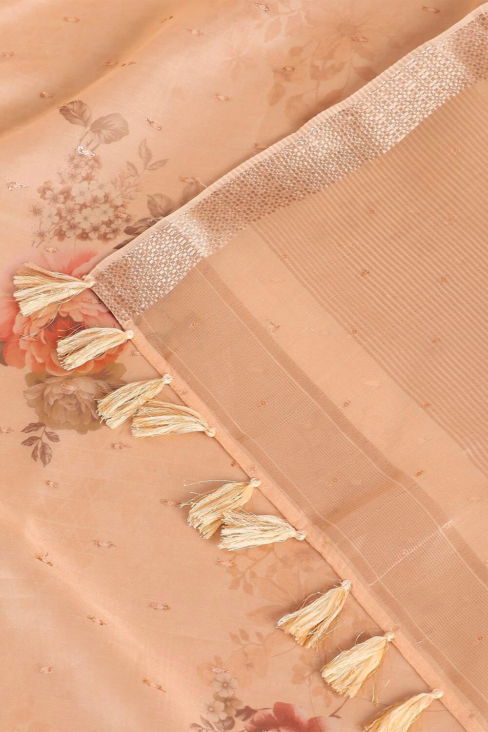 Light Pure Orange Embroidered Saree image number null