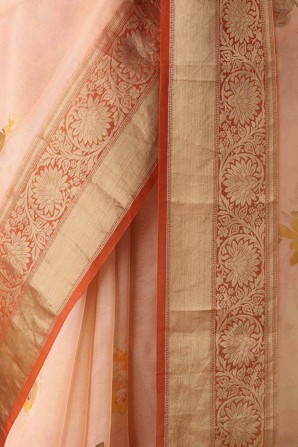 Light Pure Orange Organza Digital Printed image number null
