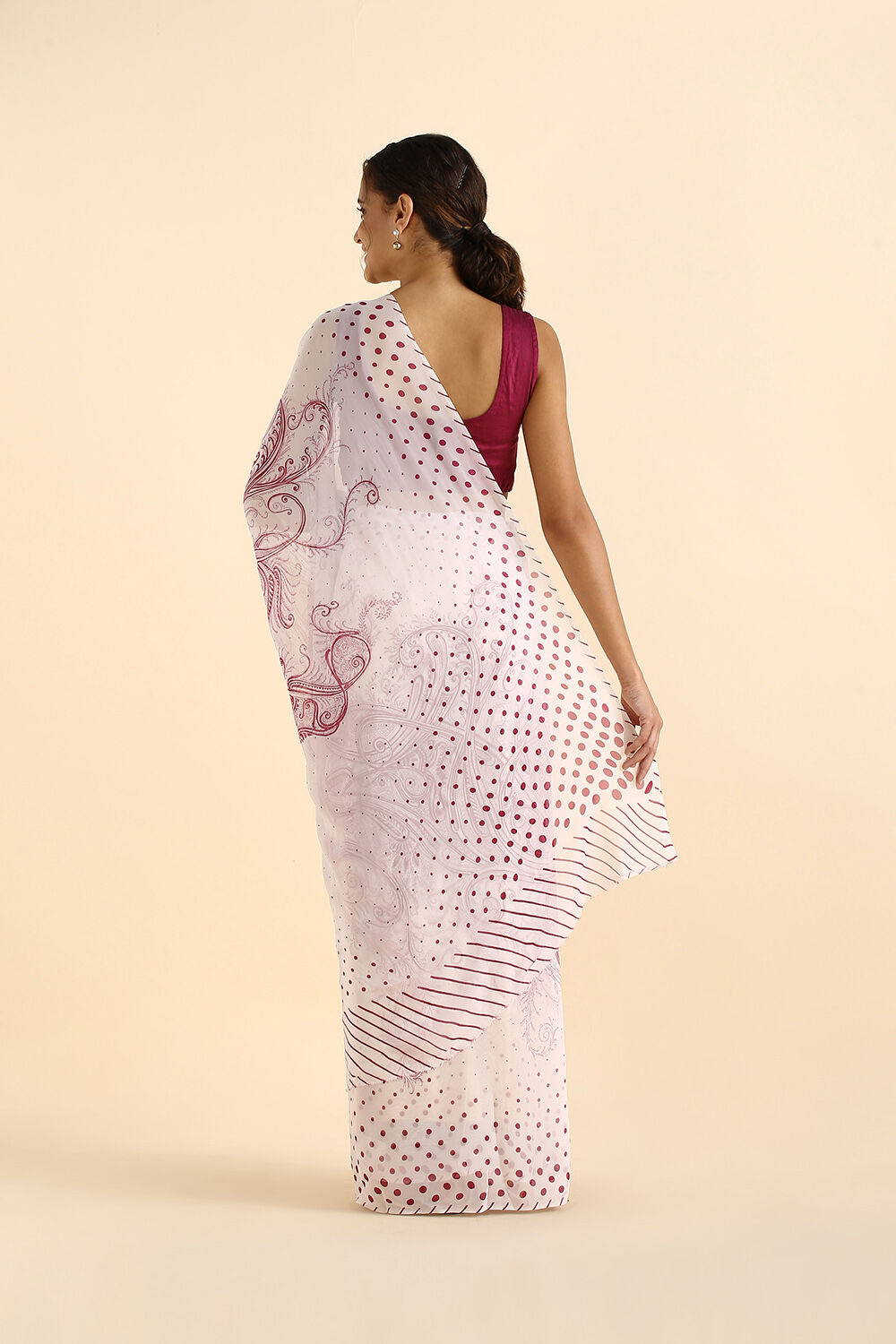 White Viscose Georgette Printed Saree image number null
