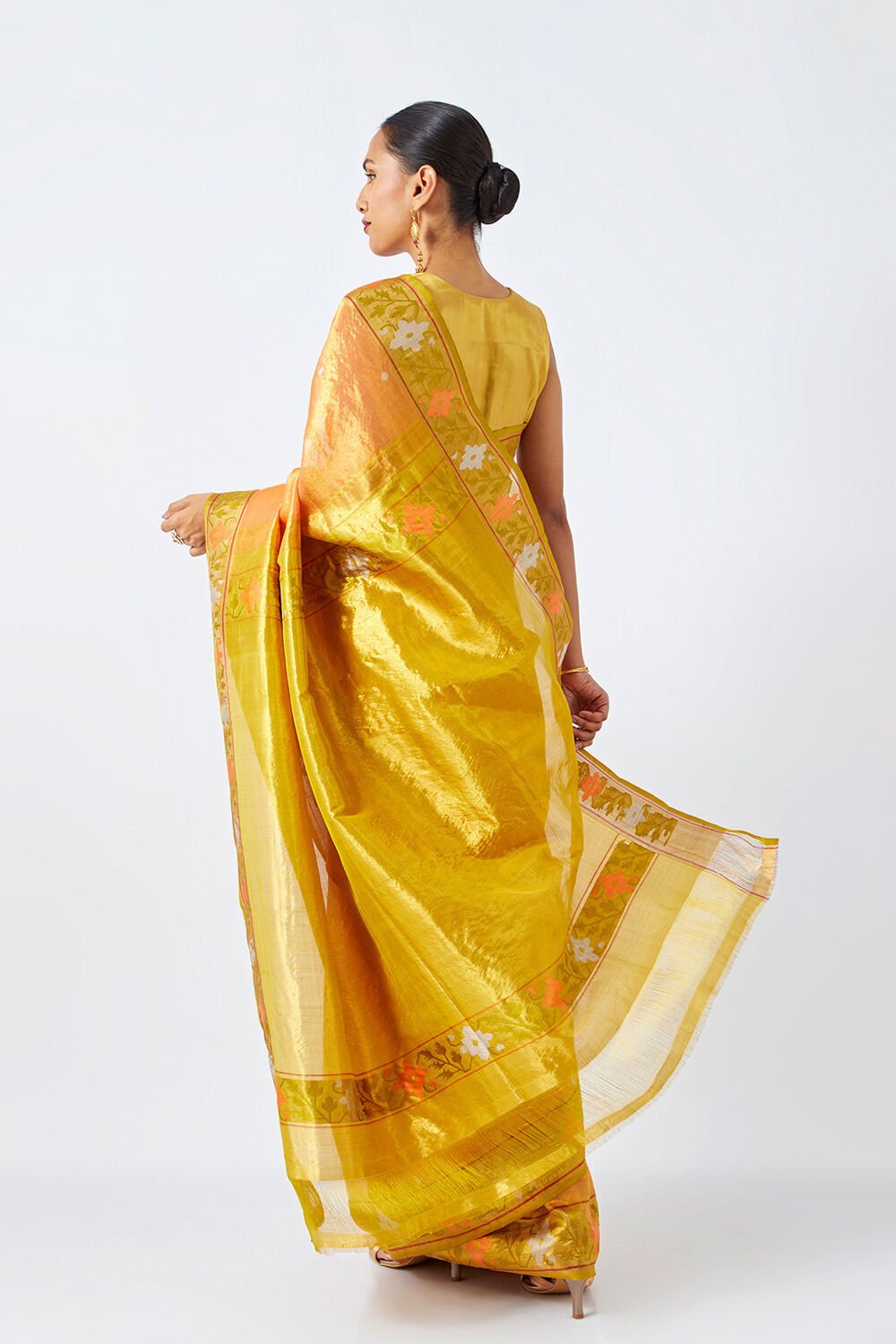 Light Orange Pure Organza Tissue Kanjivaram Saree image number null
