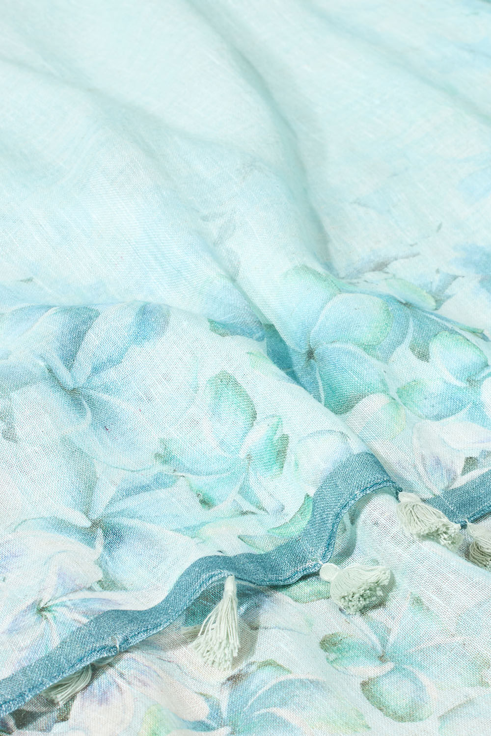 Blue Printed Pure Linen Saree image number null