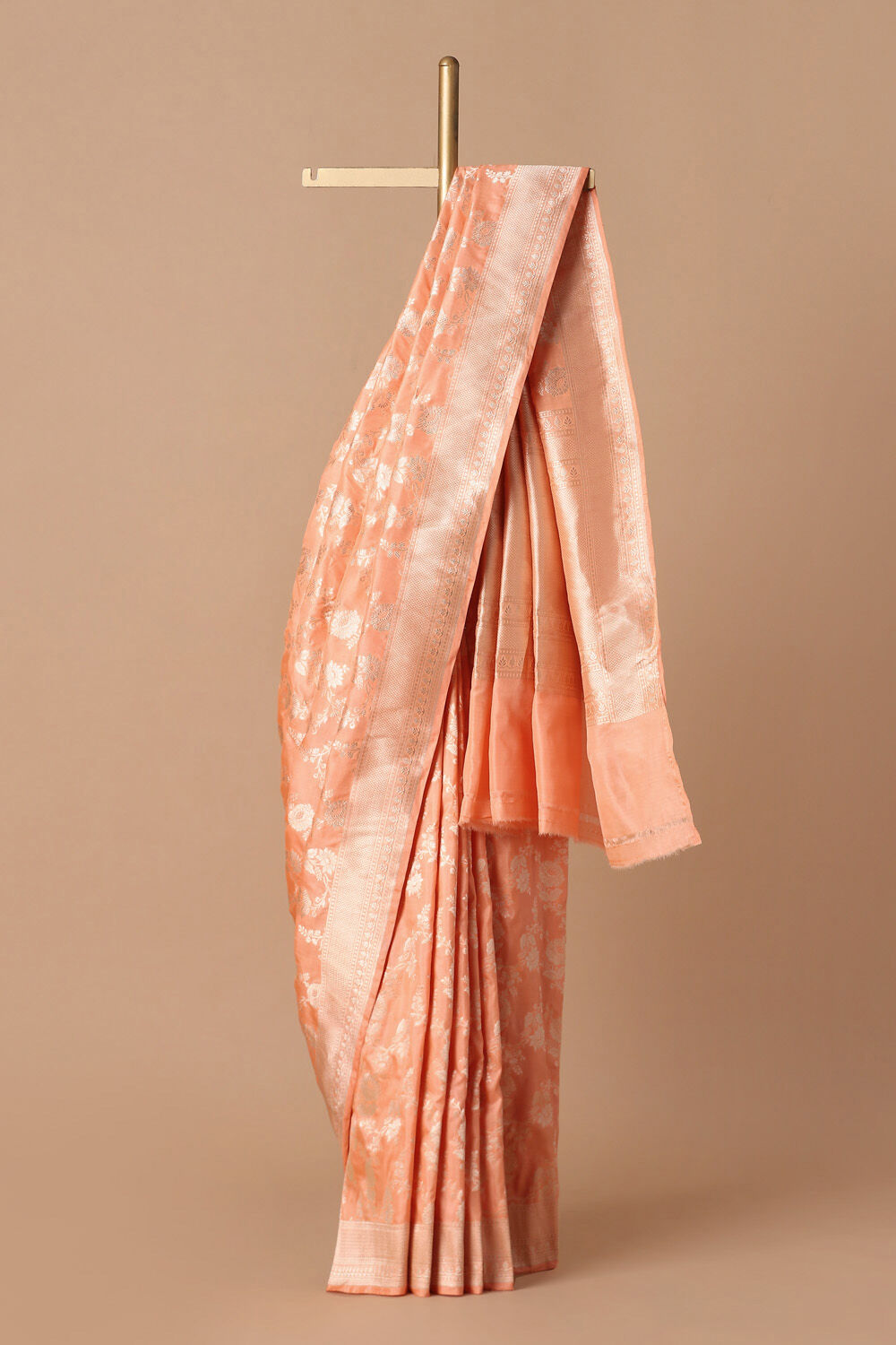Light Orange Pure Silk Banarasi Saree image number null