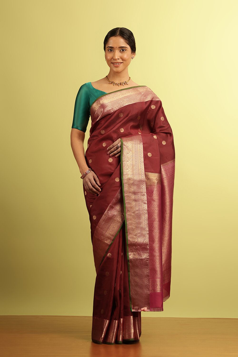 Brown Woven Silk Viscose Saree image number null