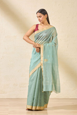Green Woven Pure Silk Cotton Chanderi Saree thumbnail image number null