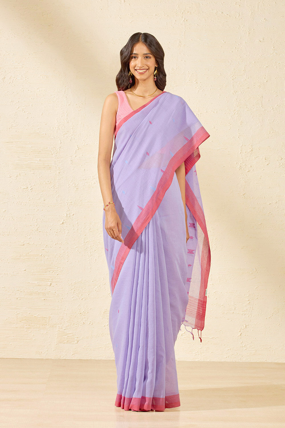 Purple Bengal Pure Cotton Jamdani Saree image number null