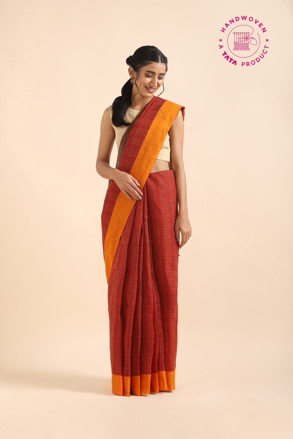 Red Pure Cotton Naranyanpet Saree image number null