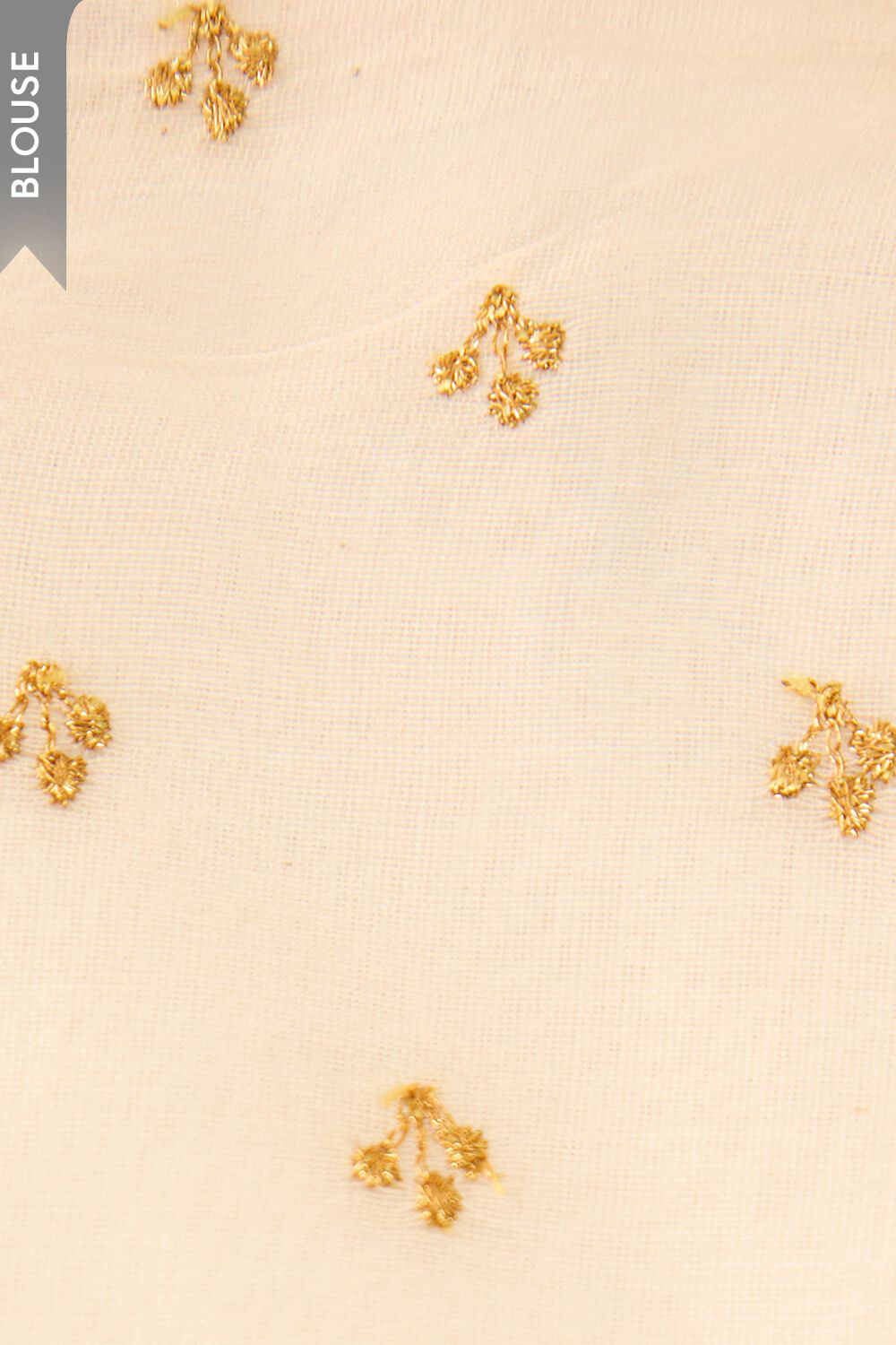 Off White Pure Silk Cotton Block Printed Embroidered Saree image number null