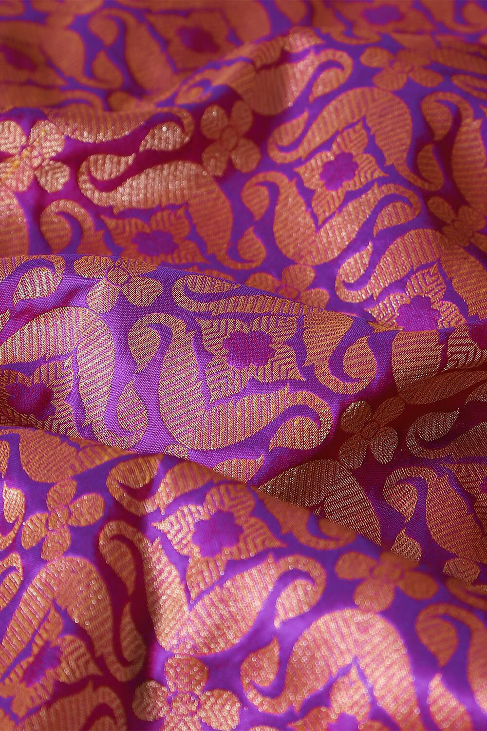 Purple Pure Silk Banarasi Brocade Saree image number null