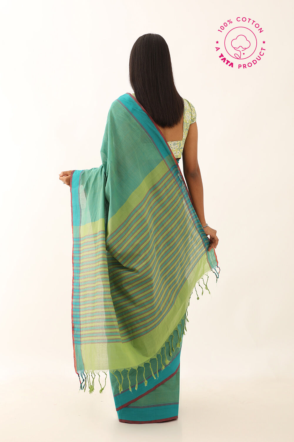 Light Green Pure Cotton Woven Mangalgiri Saree image number null