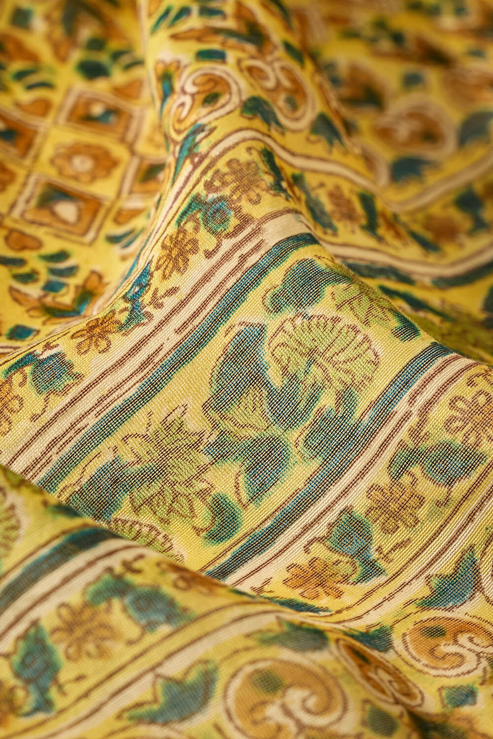 Yellow Rajasthan Pure Silk Cotton Printed Sanganeri Saree image number null